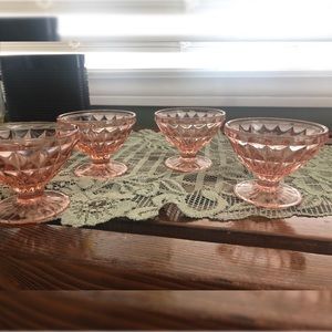 Pink sherbert Footed ice cream dishes/dessert bowls